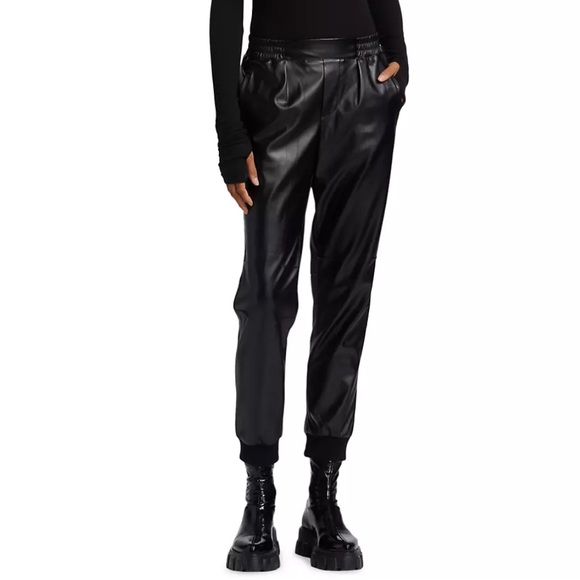 ATM Anthony Thomas Melillo Black Faux Leather Jogger Pants - Picture 1 of 15